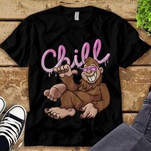 Bigfoot Chill Funny Face Unisex Tee Adult T-shirt Kid Shirt Long Sleeve Hoodie